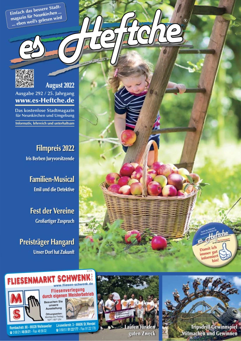 Ausgabe 292/August 2022 vom Stadtmagazin "es Heftche"®