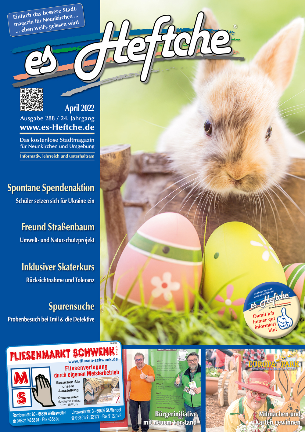 Ausgabe 288/April 2022 vom Stadtmagazin "es Heftche"®